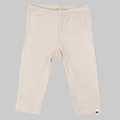 Beige baby leggings with a brand logo on a white background