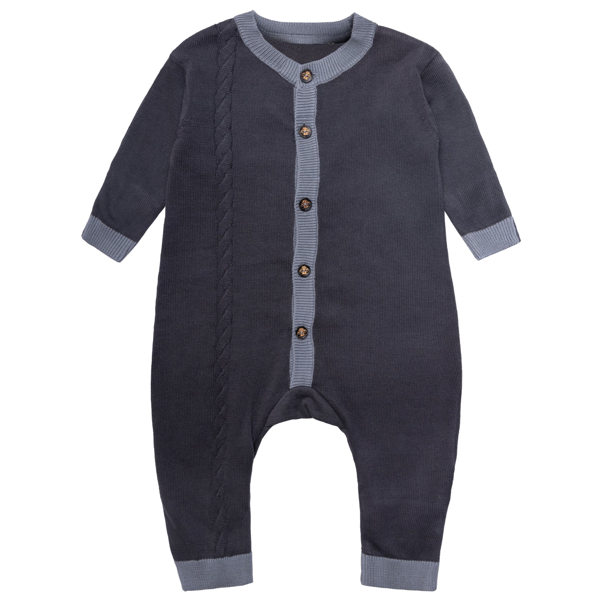 Navy blue romper on a white background 