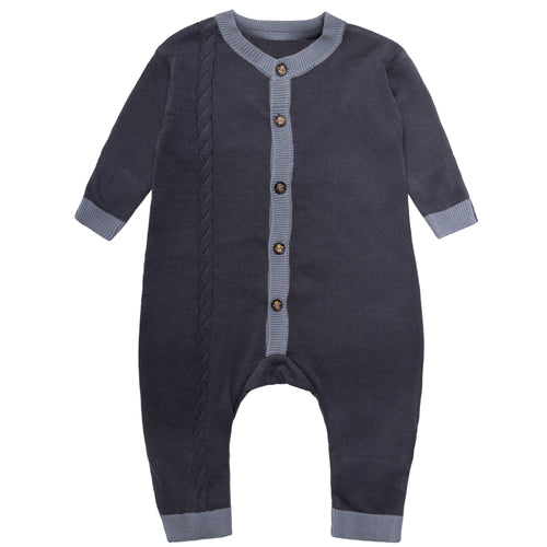Navy blue romper on a white background 