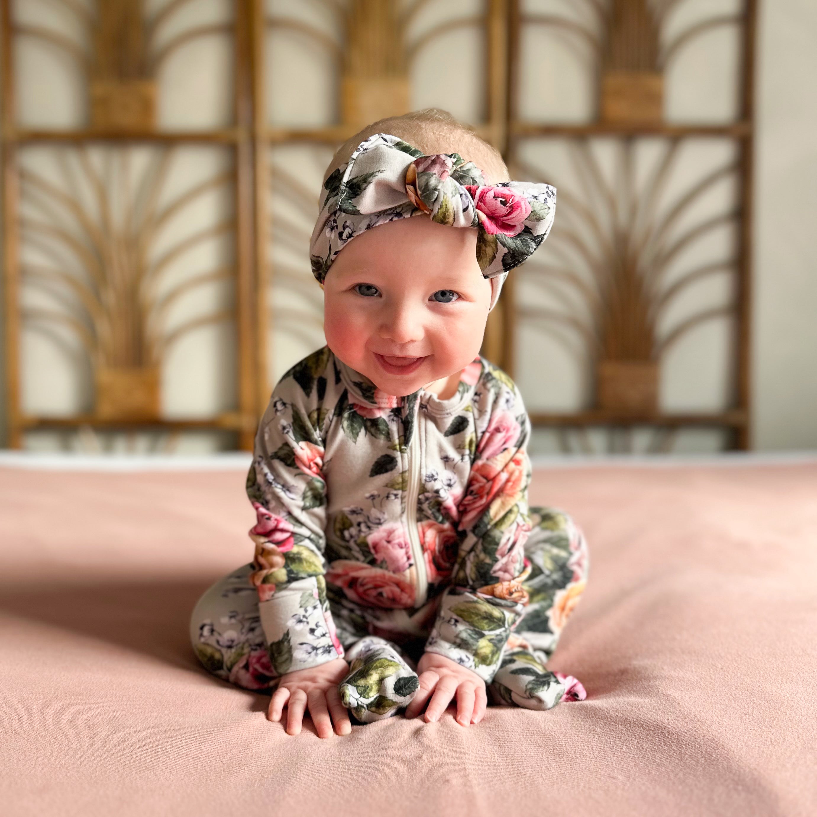 Bamboo Footed Bodysuit - Antique Floral