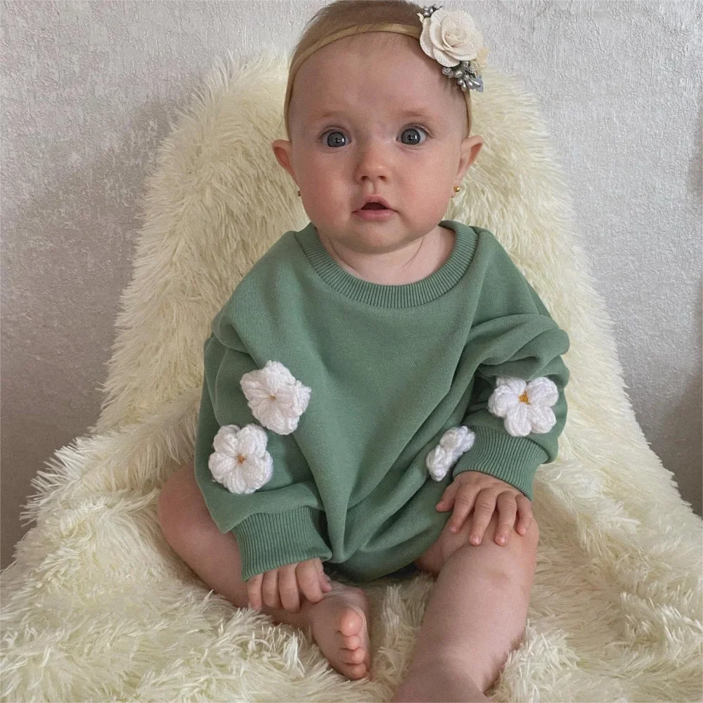 Floral Appliqué Cotton Romper